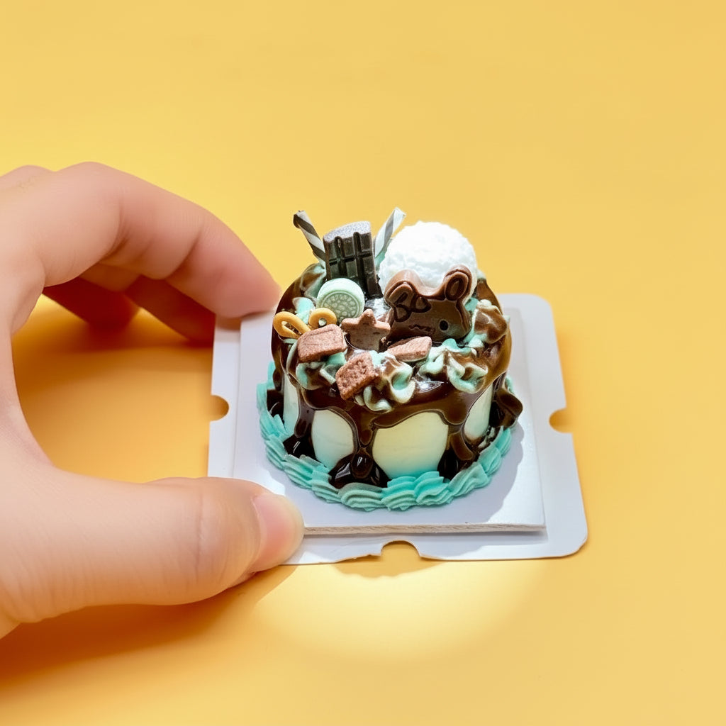 Mini Gâteau Menthe & Chocolat en Argile – Fait Main