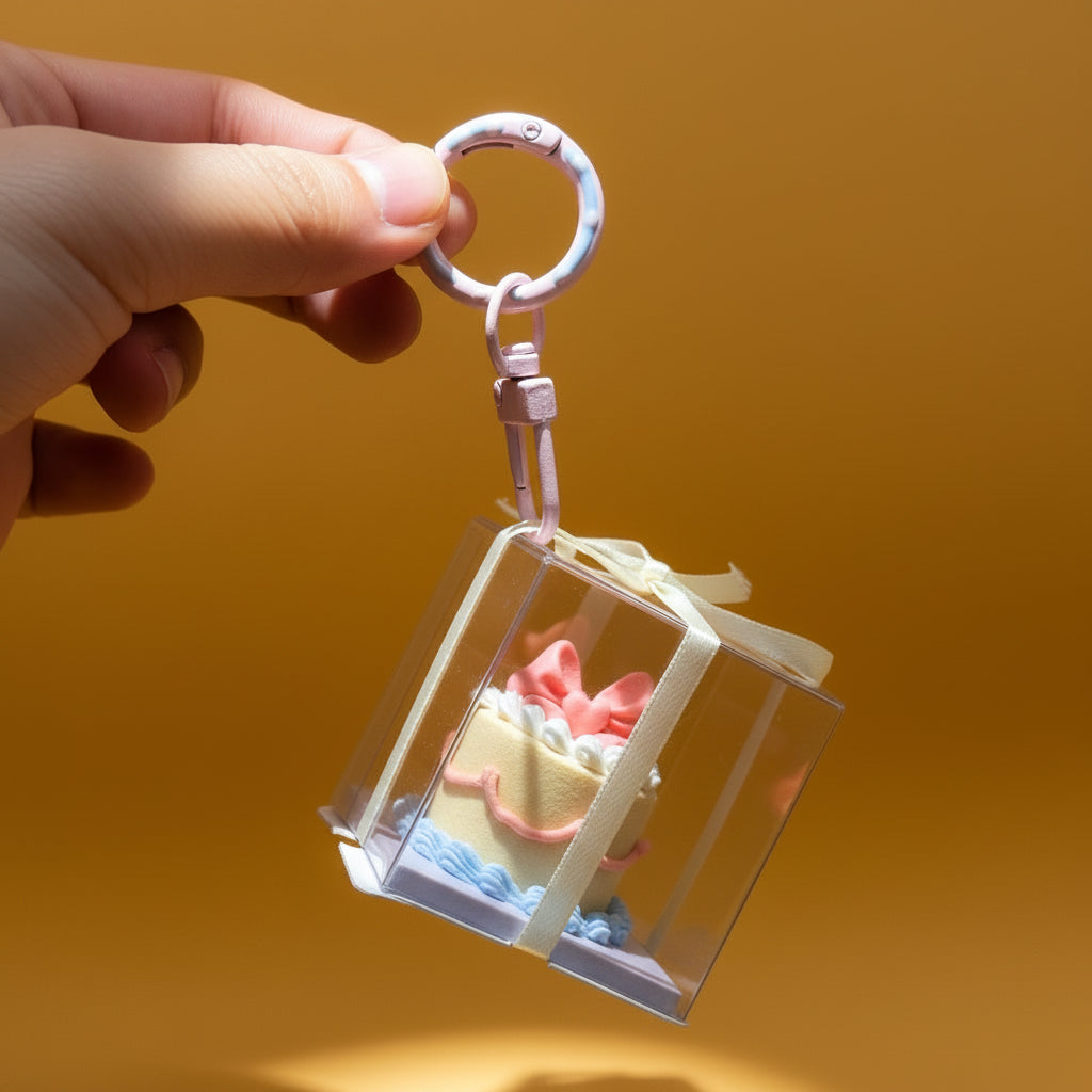 Mini Gâteau Vintage à Nœud – Figurine / Pendentif en Argile Fait Main