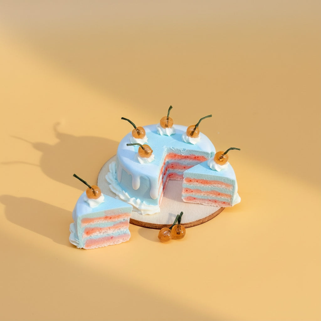 Plateau Décoratif Miniature Blue & Pink – Scène Artisanale