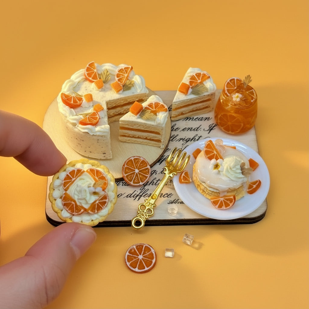 Plateau Miniature Décoratif en Argile – Thème Orange