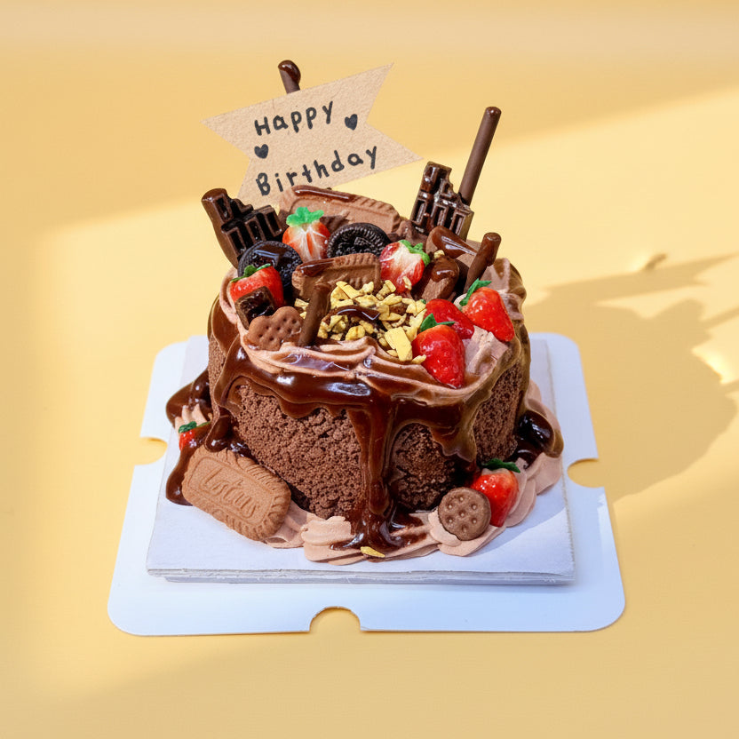 Mini Gâteau d'Anniversaire Chocolat Gourmand en Argile – Fait Main