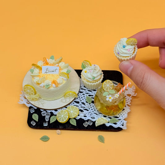 Plateau Miniature Décoratif – Citron | Pièce Artisanale