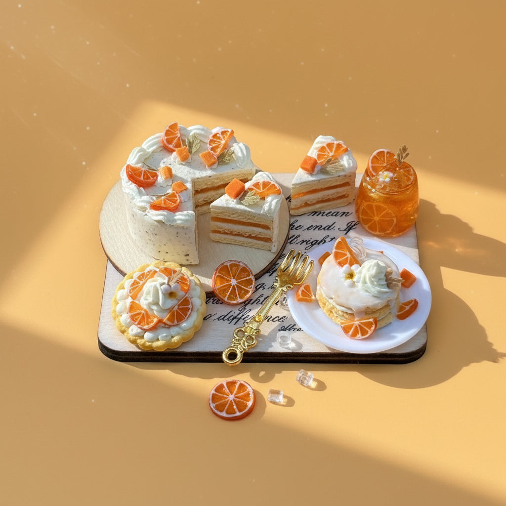 Plateau Miniature Décoratif en Argile – Thème Orange