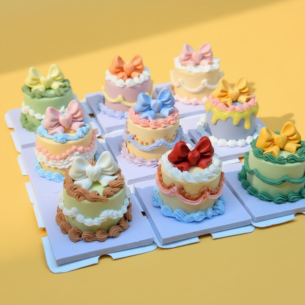 Mini Gâteau Vintage à Nœud – Figurine / Pendentif en Argile Fait Main