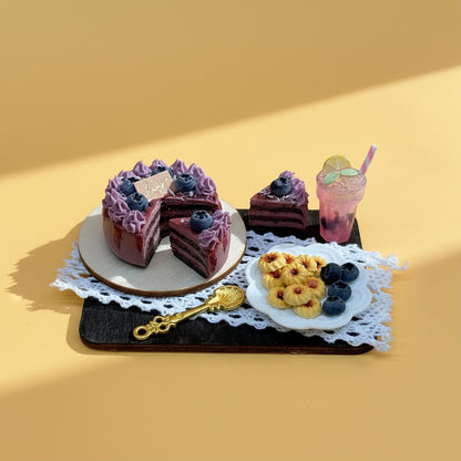 Plateau Décoratif Miniature – Thème Myrtille, Fait Main