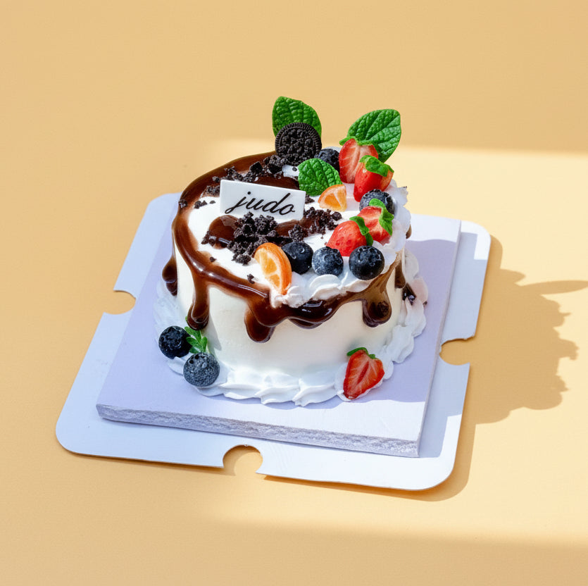 Mini Gâteau aux Fruits & Chocolat en Argile – Fait Main